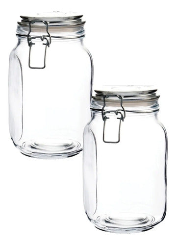 Set 2 Piezas Brocal Vidrio Cuadrado Clip Anillo Blanco 1.5 L Transparente