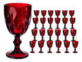 Caja Con 24 Copas De Color Cristal Vidrio Labrado 245 Ml Color Rojo