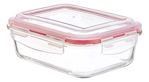 Set 4 Contenedor Hermético Rectangular De Vidrio 1 L