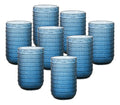 Set Vasos Vidrio Cristal Labrado Polka 420ml Azul Cobalto/24 Piezas