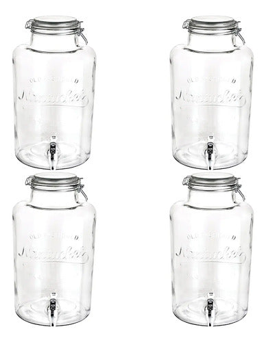 Dispensador De Agua De Vidrio Con Tapa De Clip 8 Litros 4 Piezas