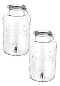 Set 2 Piezas Dispensador Vidrio Cristalino C/tapa Clip 8.5l Cristalino