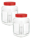 Set 2 Piezas Brocal De Vidrio Cuadrado c/Tapa Plástico 1.5 L