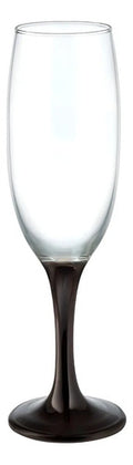 Pack 24 Copas Lav Flauta Champagne Vidrio Transparente Tallo Negro 302ml