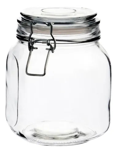 Caja 24 Piezas Brocal De Vidrio Quadra Clip Anillo Blanco 1 L