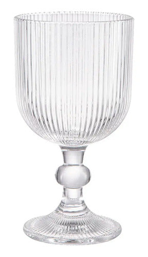 Juego 6 Copas Cristal Transparente Labrado Vino Tinto 260ml Color Cristalino