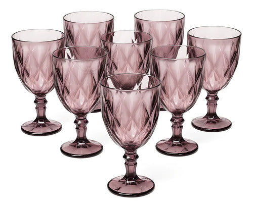 Copas de Vidrio Vino Púrpura 8 Piezas