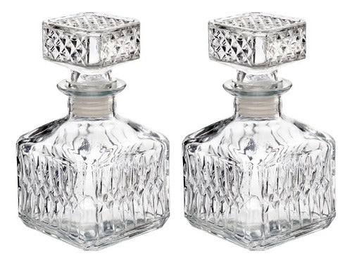 Set de 2 Licoreras Decantador Rodas Vino Vidrio Cristal 500 ml