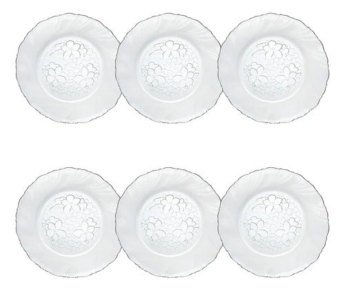 Set Con 6 Piezas Plato Hondo De Vidrio Lirios Crist. 610 ml