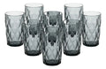 Juego 8 Vasos Vidrio Cristal Labrado Libia 400ml Humo