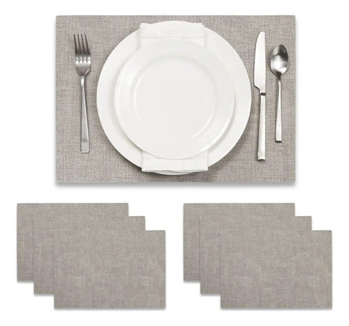 Mantel Individual tapete Rectangular Mesa Comedor Vinilo, tapetes Lavables Resistentes Fácil de Limpiar para Mesa Cocina Comedor Restaurante (6, Gris)