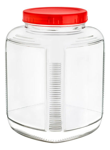 Set 1 Piezas Brocal De Vidrio Cuadrado c/Tapa Plástico 4.5 L