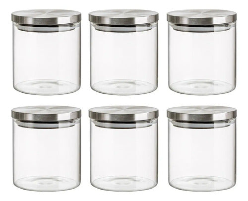 Set 6 Frasco Vidrio Borosilicato Almacenamiento 690ml Transparente