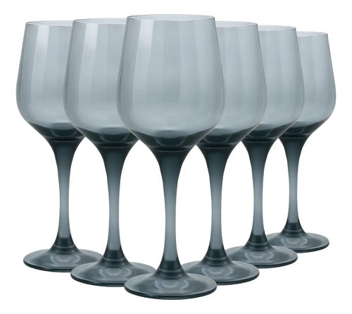 Set 6 Copas vidrio Cristal para Vino Tinto Lav Fame 480ML Color Humo