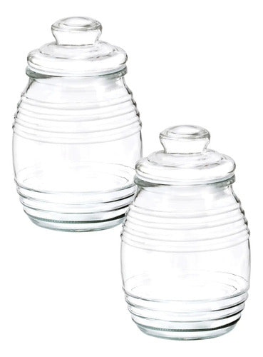 Set 2 Piezas Brocal De Vidrio Tarrito de Vidrio 1Lt c/Tapa 1.1 L