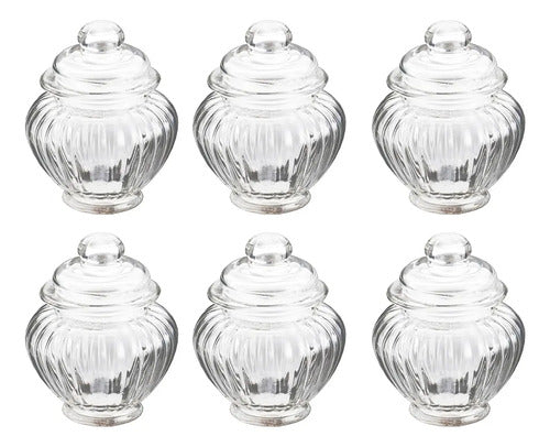 Set 6 Frasco Mandarina Almacenamiento Cocina Vidrio 300ml Transparente
