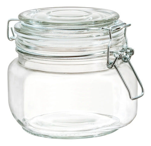 Caja 24 Piezas Brocal De Vidrio Quadra Clip Chico A. Blanco 500 ml