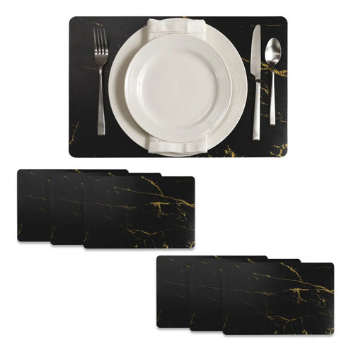 Mantel Individual tapete Rectangular Impreso con diseño Polipropileno Mesa Comedor tapetes Lavables Resistentes Fácil de Limpiar para Mesa Cocina Comedor Restaurante (6, Negro)