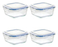 4 Contenedor Hermético De Vidrio Cuadrado Grande 800 Ml