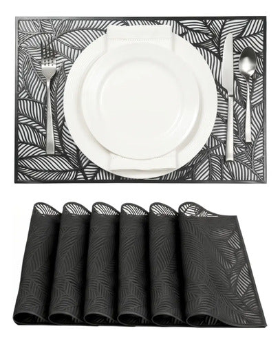 6 Piezas Manteles Individuales rectangulares de PVC 30*45cm elegantes con patrón de hojas resistentes fácil de limpiar ideal para cena reunión set de 6 manteles individuales de PVC 30*45 cm con patrón de hojas, resistentes y lavables