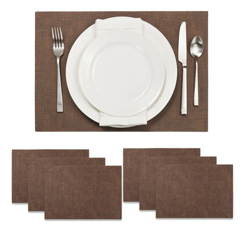 Mantel Individual tapete Rectangular Mesa Comedor Vinilo, tapetes Lavables Resistentes Fácil de Limpiar para Mesa Cocina Comedor Restaurante (6, Café)