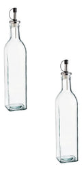 Set 2 Vinagreras Cuadradas De Vidrio Liso Grande 510 Ml