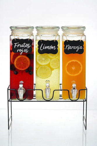 Dispensador De Agua De Vidrio 2.4 Litros 3 Piezas