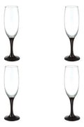 Set 4 Piezas Copa Lav De Vidrio Flauta Tallo Negro 302 Ml