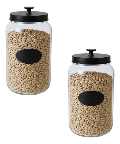 Frascos De Vidrio Recipiente Contenedor Con Tapa Set 2 Piezas 5.4 Litros