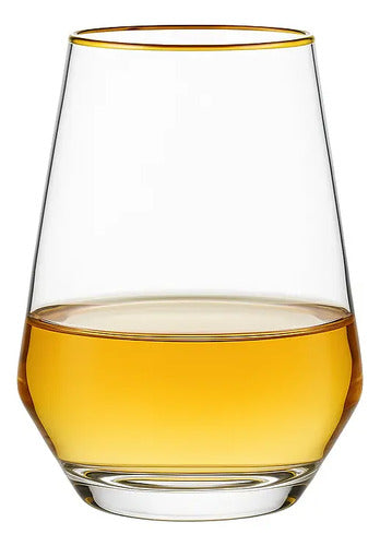 Set Vaso Vidrio Cristal Deyra Filo De Oro 24 Piezas