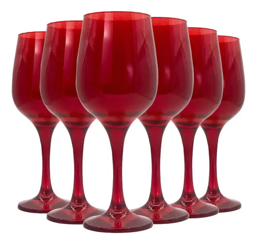 Set 6 Copas vidrio Cristal para Vino Tinto Lav Fame 480ML Color Rojo