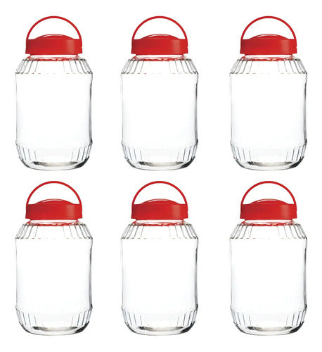 Caja 6 Piezas Brocal De Vidrio Redondo T/Rosca c/Asa 3.3 L