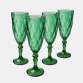 Juego 4 Copas de Vidrio Cristal para Champaña Vino Agua Color Verde