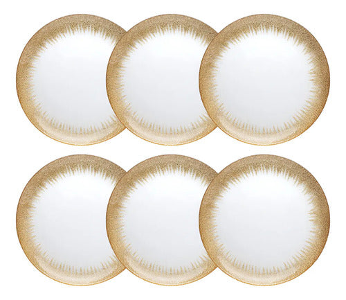 Set 6 Piezas Plato De Vidrio Base Roma Contorno Dorado