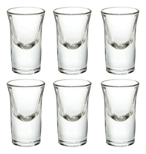 - Set de 6 Tequileros Caballitos Shot Chupito Fiesta con fondo Cónico Cristal 1oz